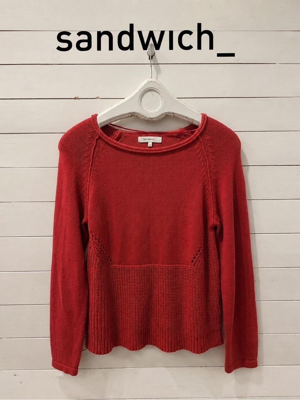 Sandwich_ Textured Red Cotton Sweater – Size M